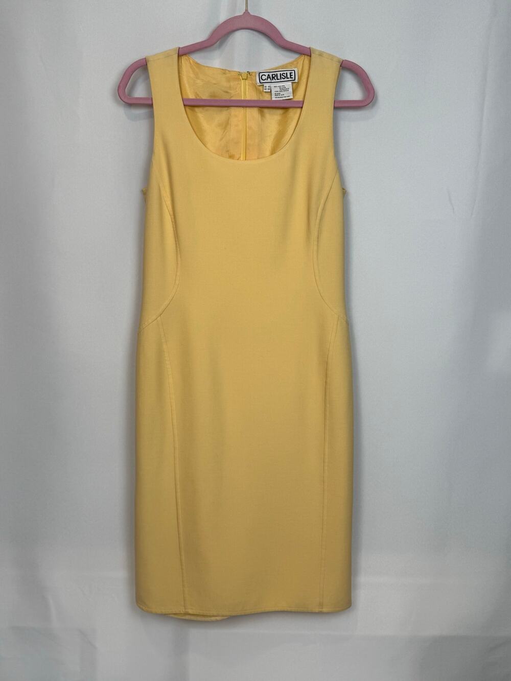 Carlisle Womens Wool Blend Sheath Dress Size 10 Butter Yellow Lined Old Money